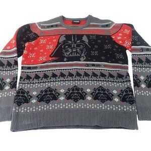 Star Wars Darth Vader Christmas Sweater Ugly Holiday Gray Mens Size Large